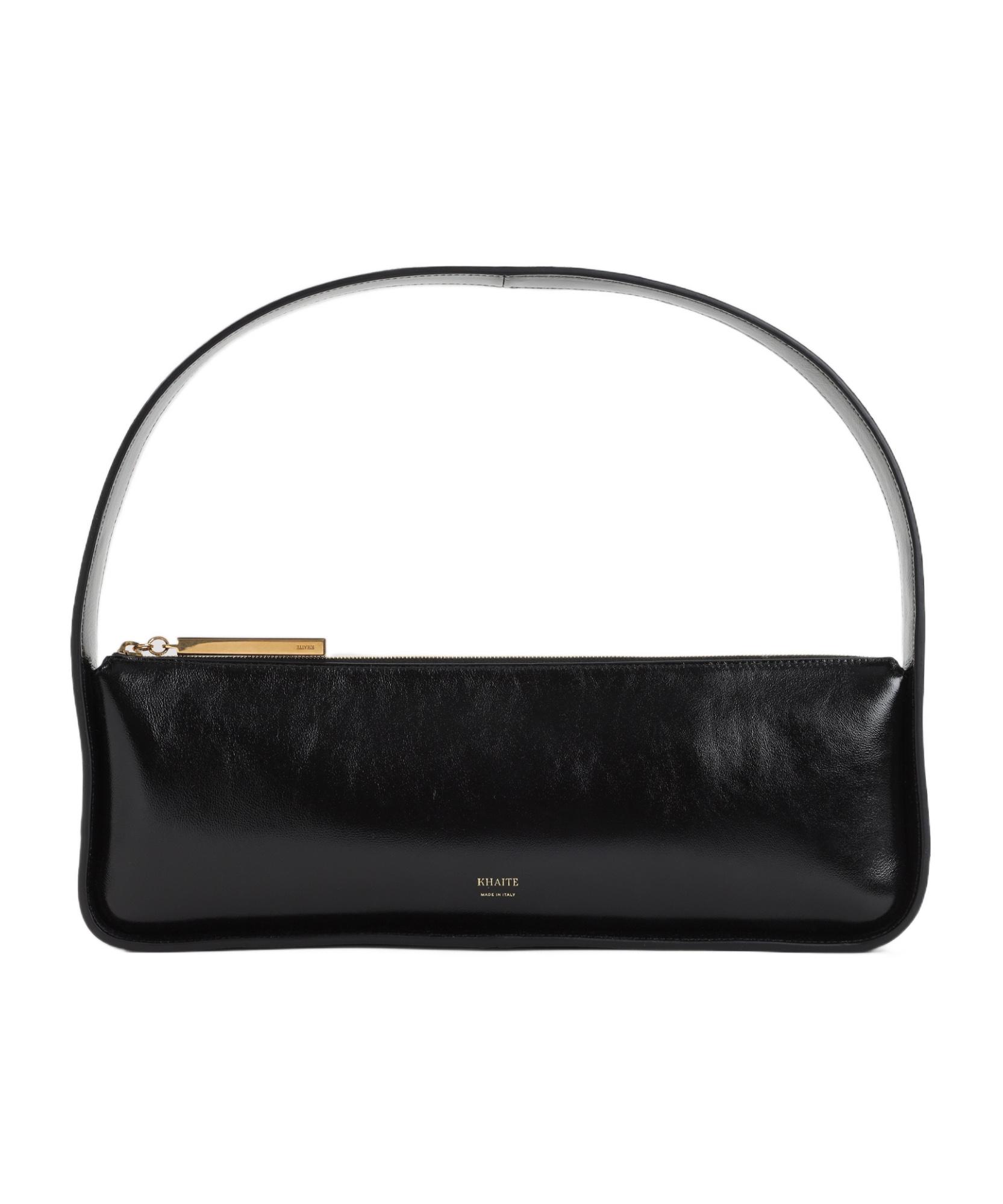 KHAITE Lori Crackle Patent Leather Shoulder Bag In Black Product Image