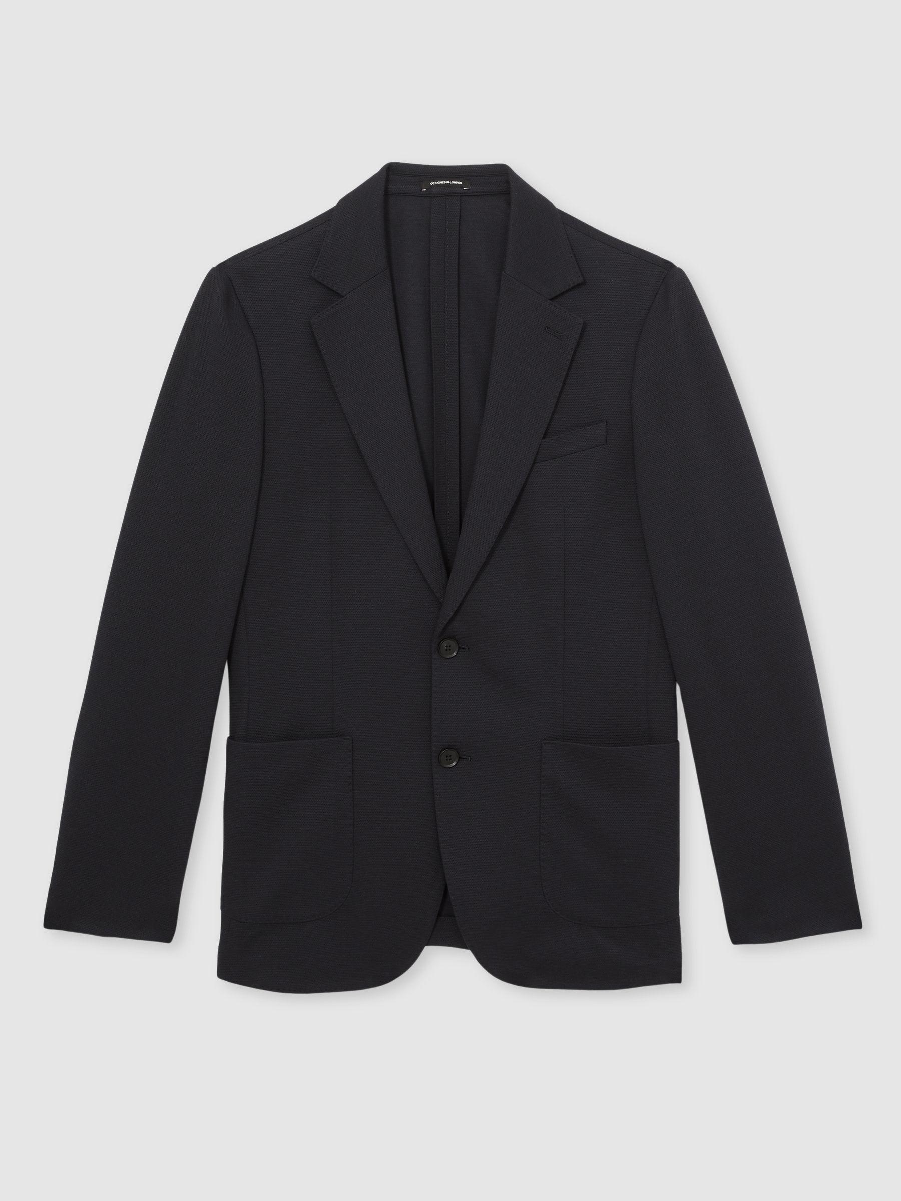 Slim-Fit Single-Breasted Jersey Suit Blazer in Navy Product Image