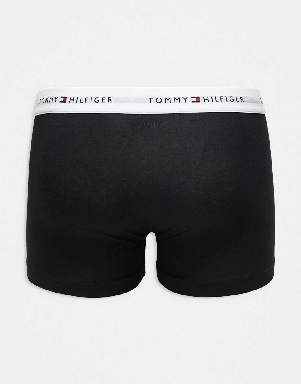 Tommy Hilfiger signature cotton essentials 7 pack trunks in black with white waistband Product Image