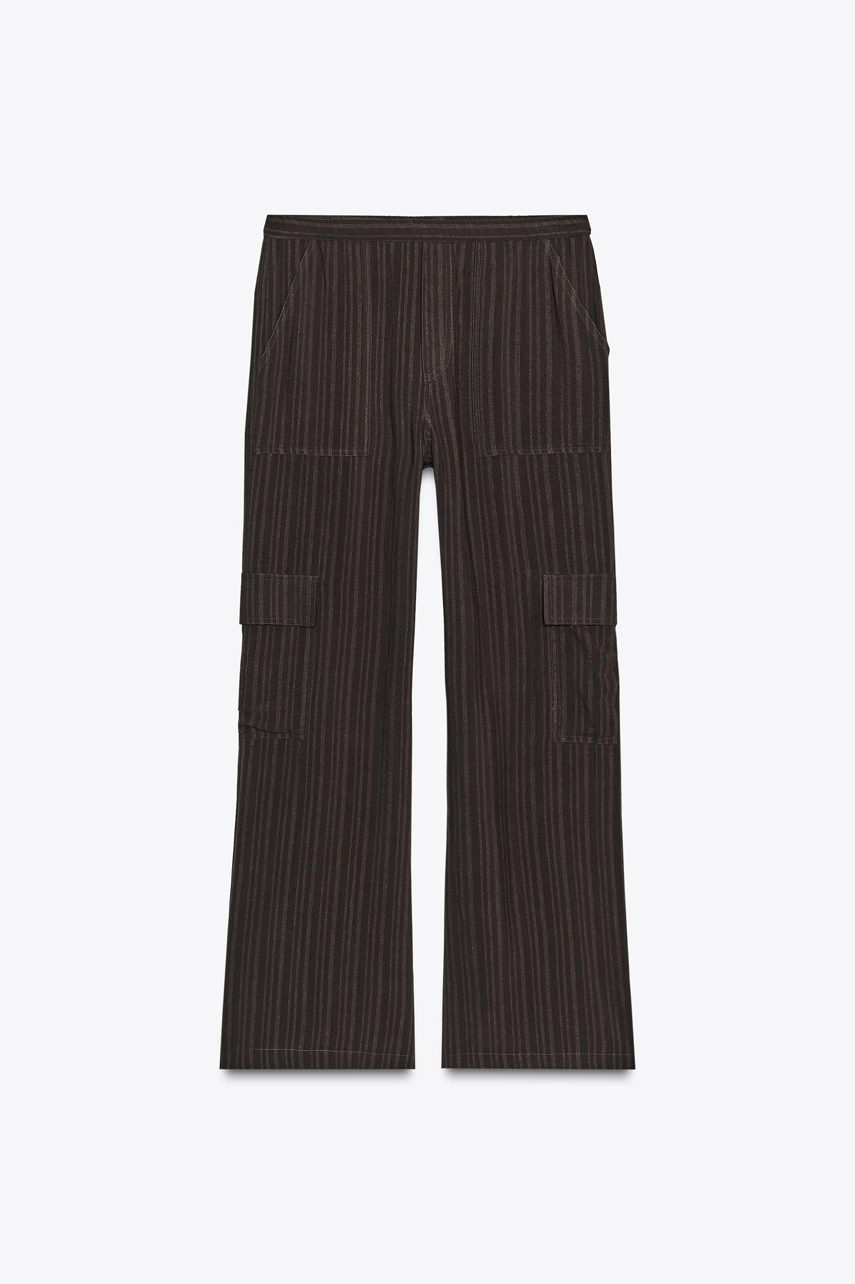 STRIPED FLOWY CARGO PANTS Product Image