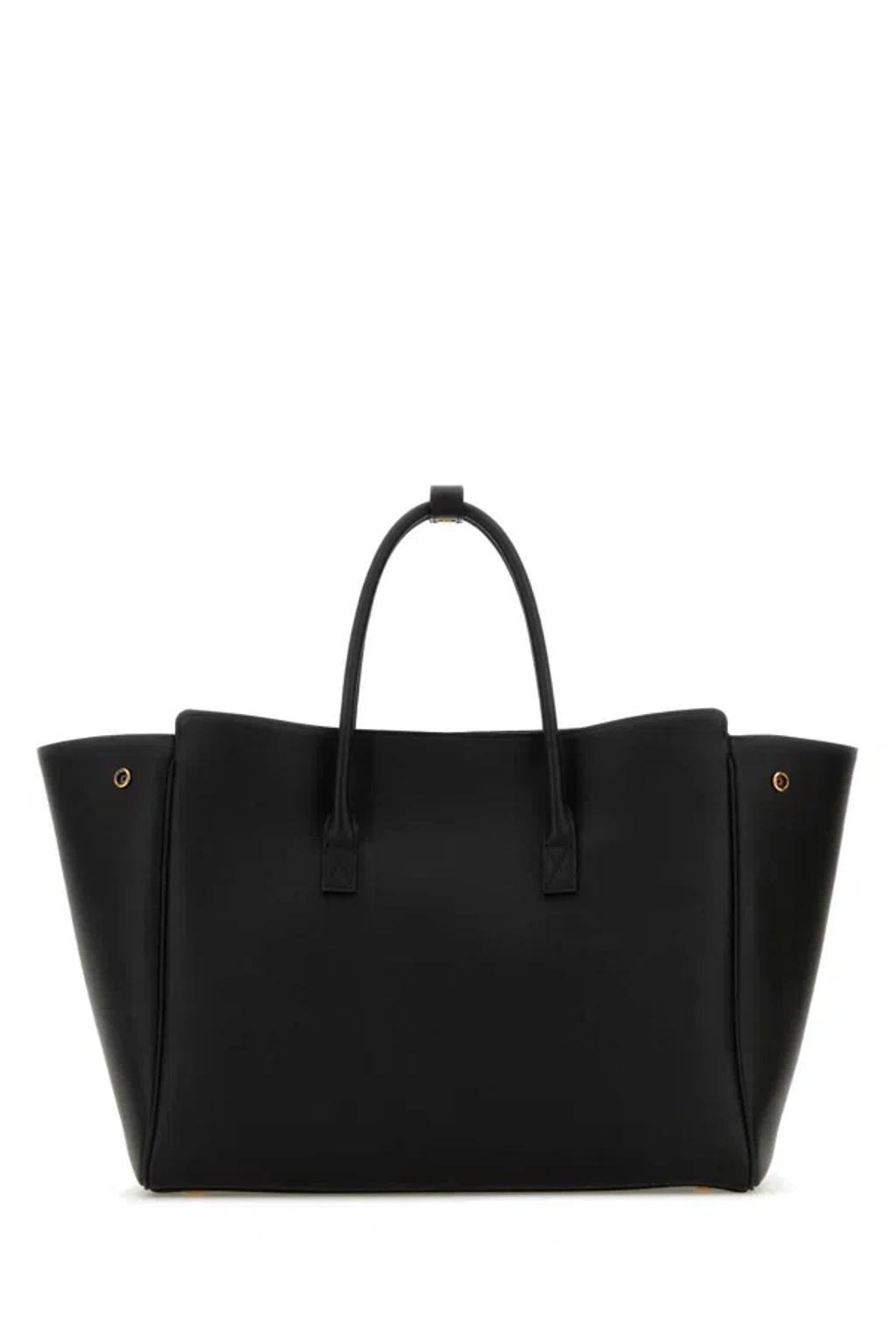 BALENCIAGA Women Black Leather Mini Carry All Hampton Shopping Bag Product Image