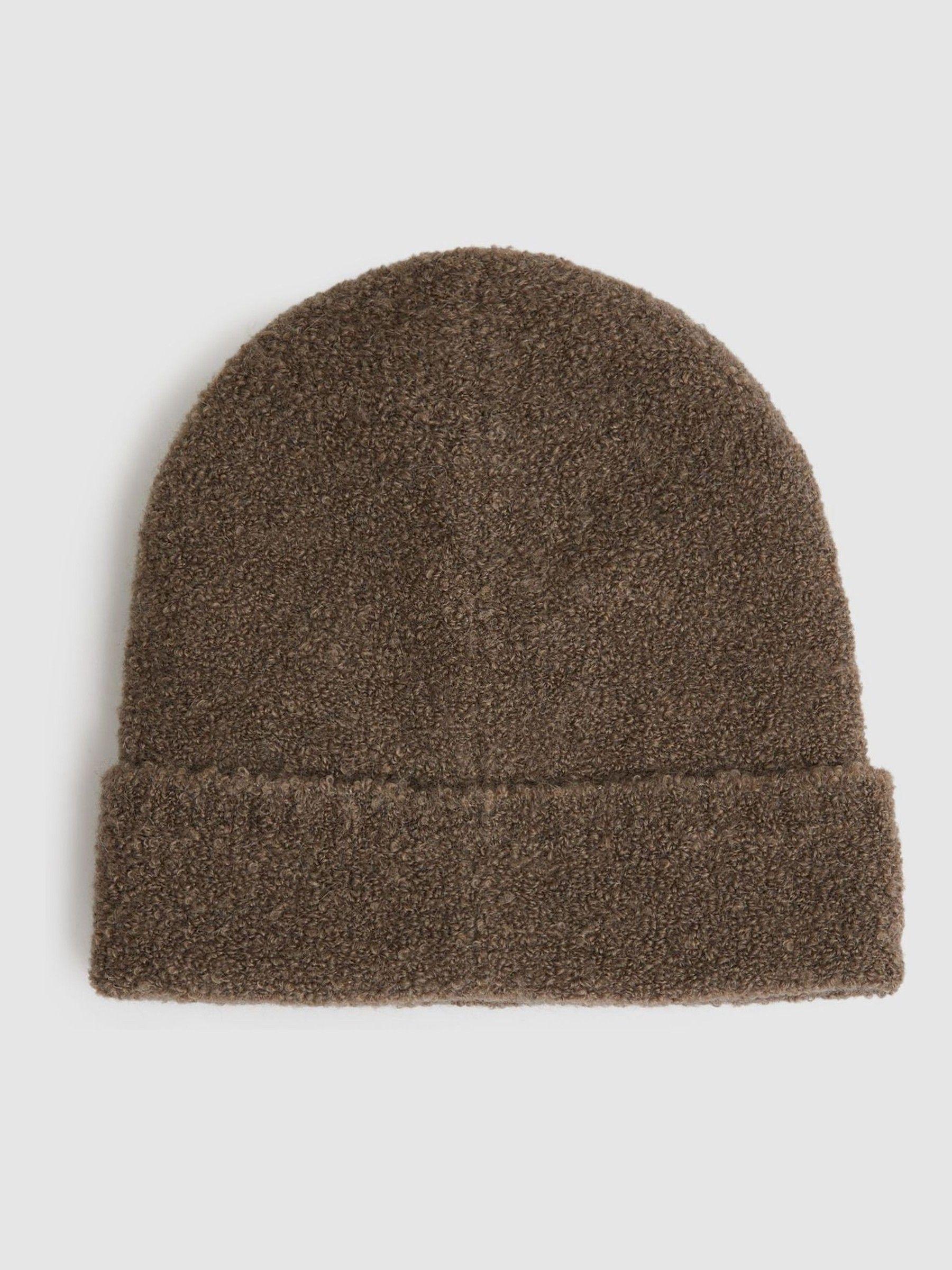 Wool Blend Bouclé Beanie in Taupe Product Image