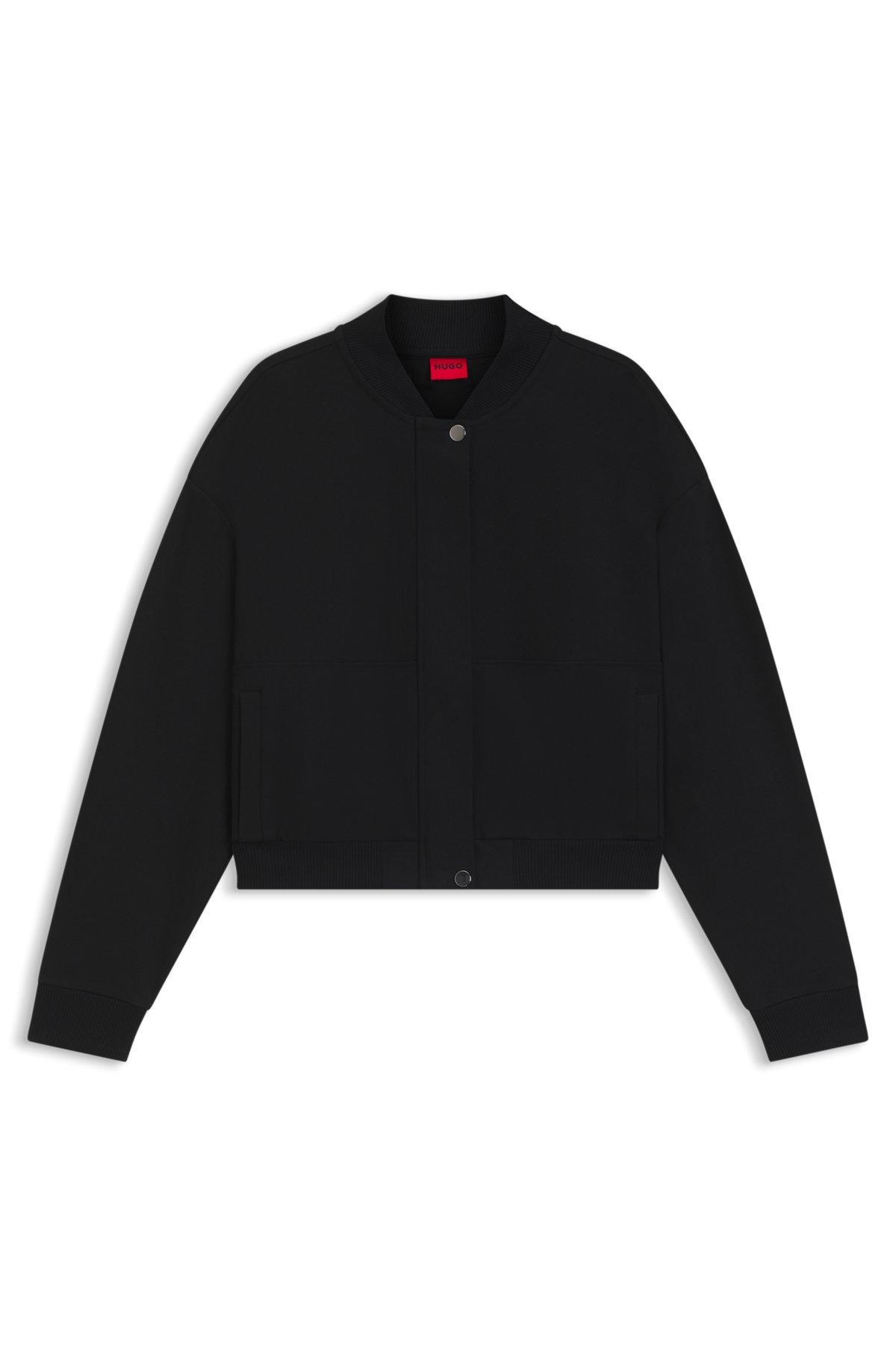 HUGO - Punto Milano jersey jacket with concealed closure - Black Product Image