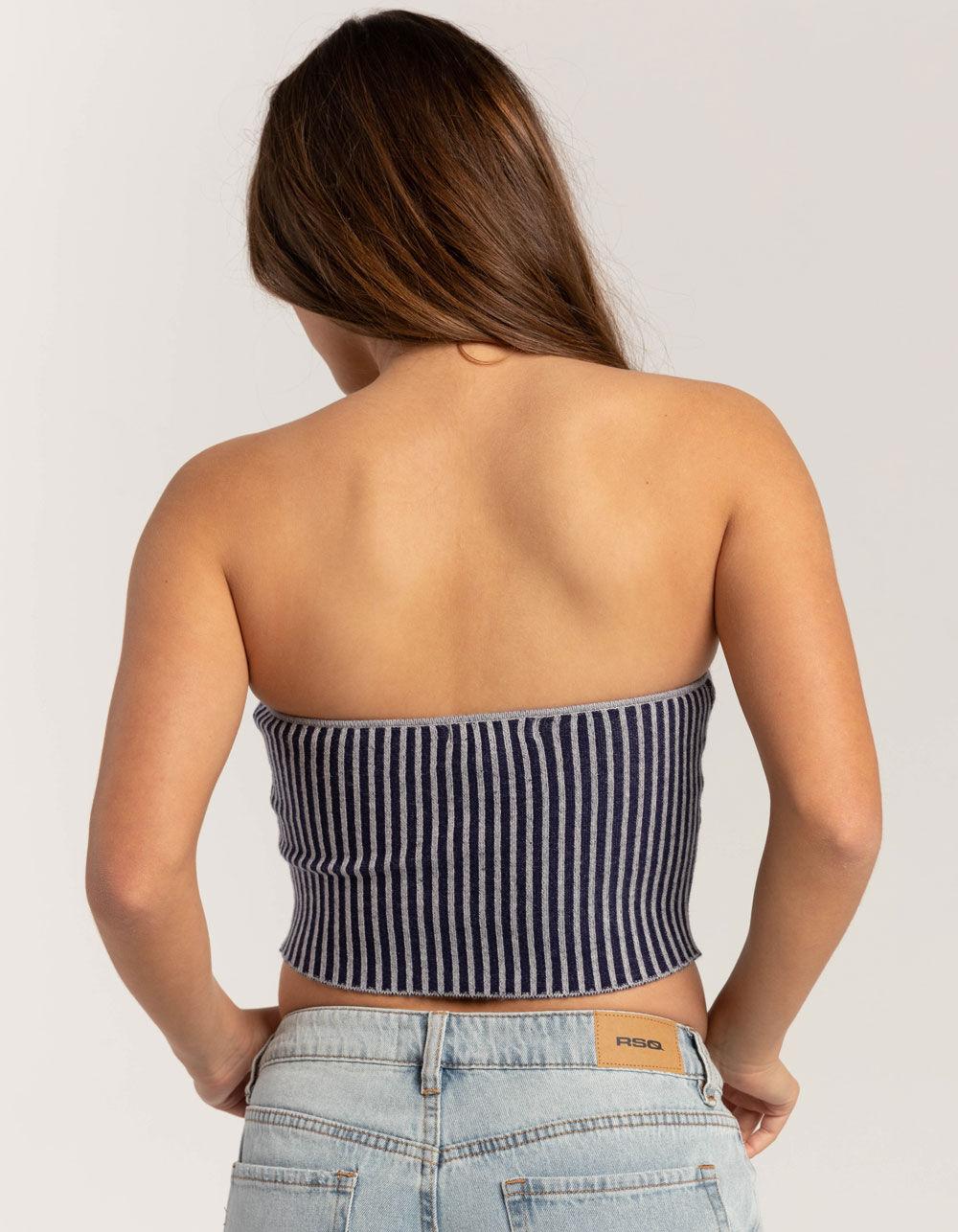 RSQ Womens Plated Rib Tube Top - BLUE Product Image