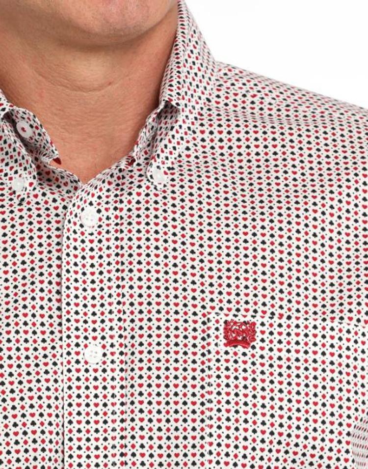 SALE Cinch® Men's L/S White/Red/Black Card Game Print Button Shirt Product Image