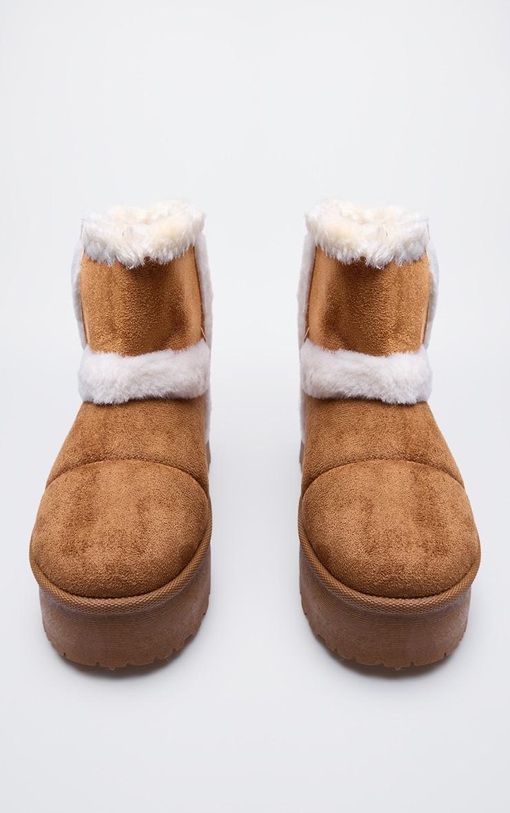 Chestnut Round Toe Faux Fur Ankle Boots Product Image