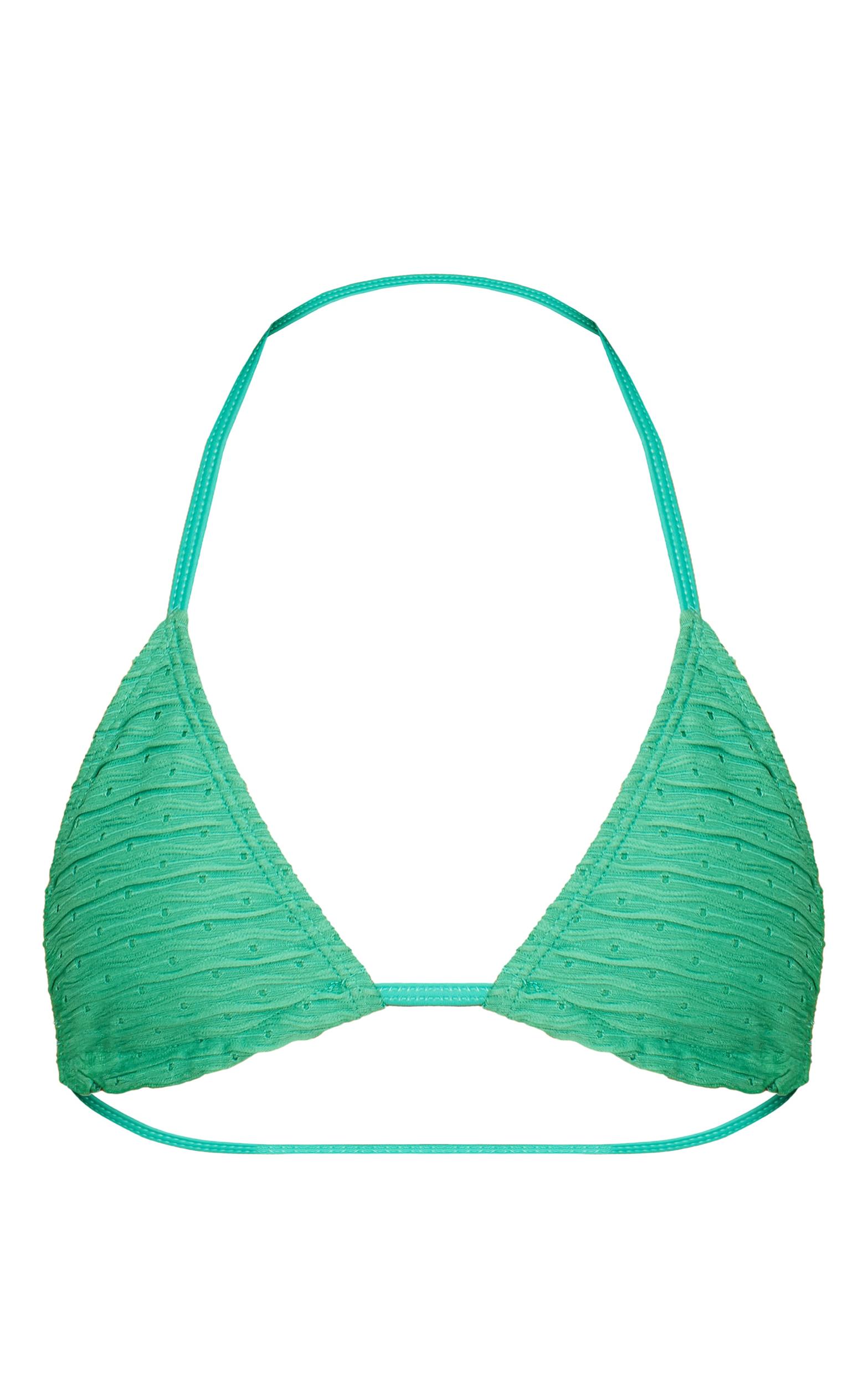 Green Textured Triangle Bikini Top Product Image