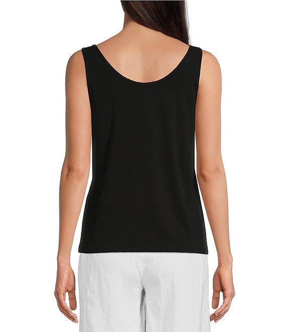 Eileen Fisher Knit Silk Jersey Scoop Neck Sleeveless Tank Product Image