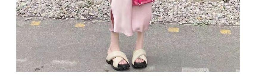 Maternity Cap-Sleeve Square Neck Plain Blouse / High Rise Slit Midi A-Line Skirt / Set Product Image