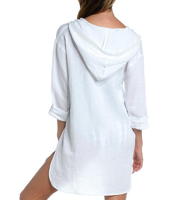 La Blanca Seaside Covers Cotton Gauze Hooded Tunic Swim Cover Up Product Image