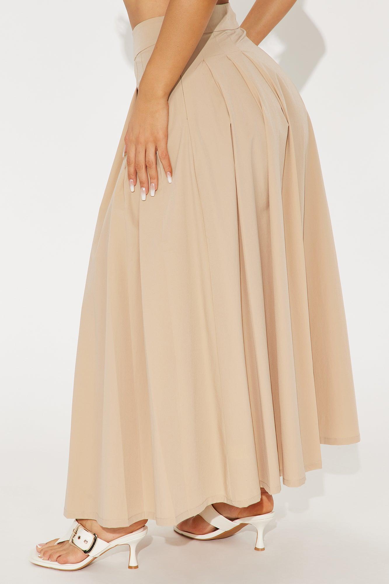Alayah Pleated Maxi Skirt - Khaki Product Image