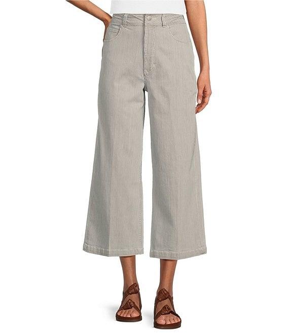 Dear John Audrey Striped Stretch Twill High Rise Wide Leg Cropped Jeans Product Image
