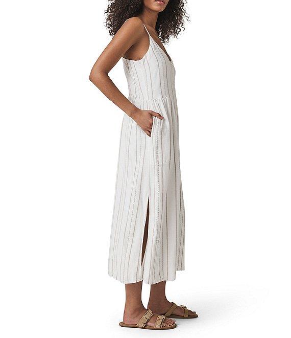 Splendid Gabrielle Knit Stripe Print V-Neck Sleeveless A-Line Midi Dress Product Image