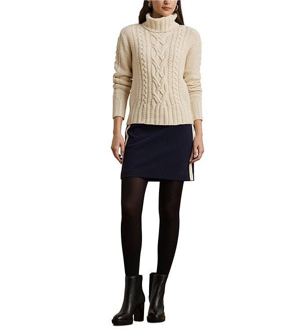 Lauren Ralph Lauren Stretch Knit Two-Tone Color Block Pencil Mini Skirt Product Image