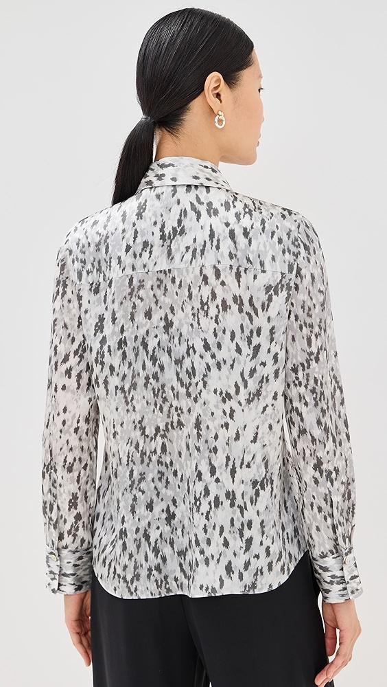 Vince Abstract Onyx Slim Fit Satin Shirt | Shopbop Product Image