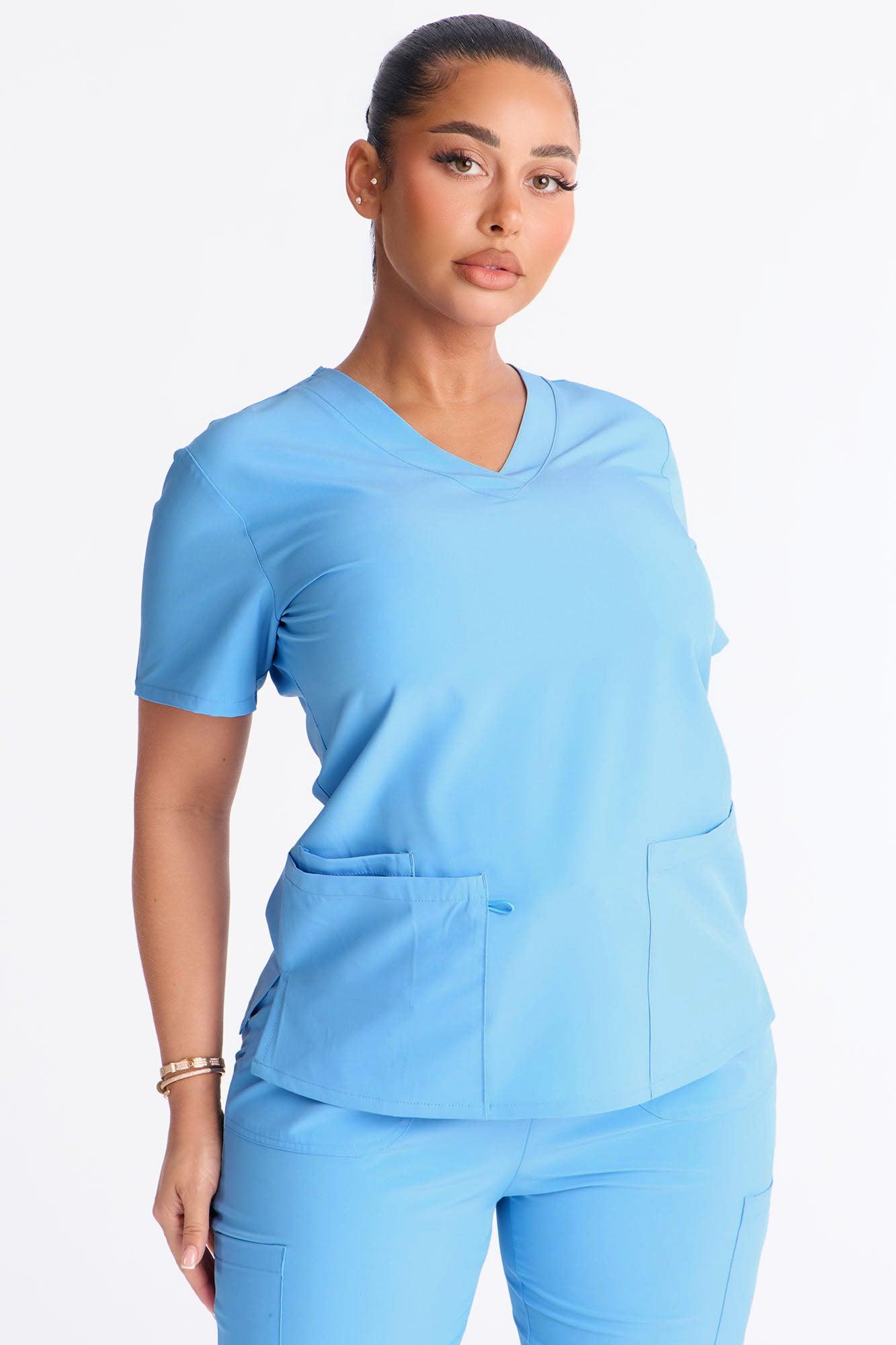 Working On It Stretch Uniform Scrub Jogger Set - SkyBlue Female Product Image