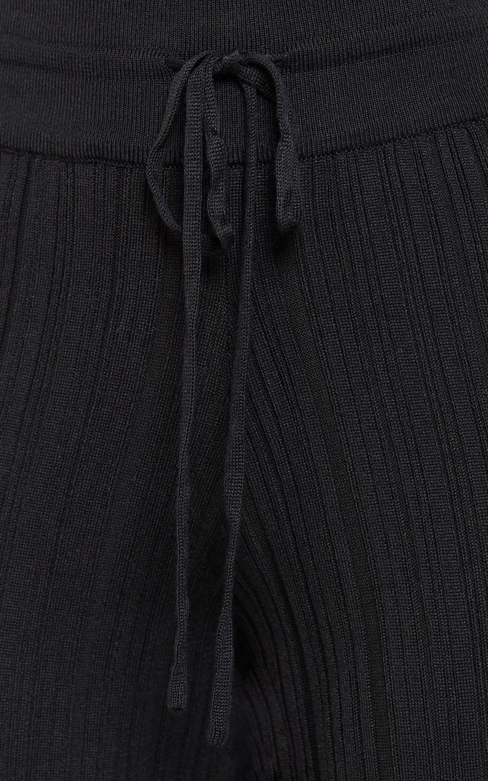 Kelsey Pants - High Drawstring Waist Knit Pants in Black Product Image