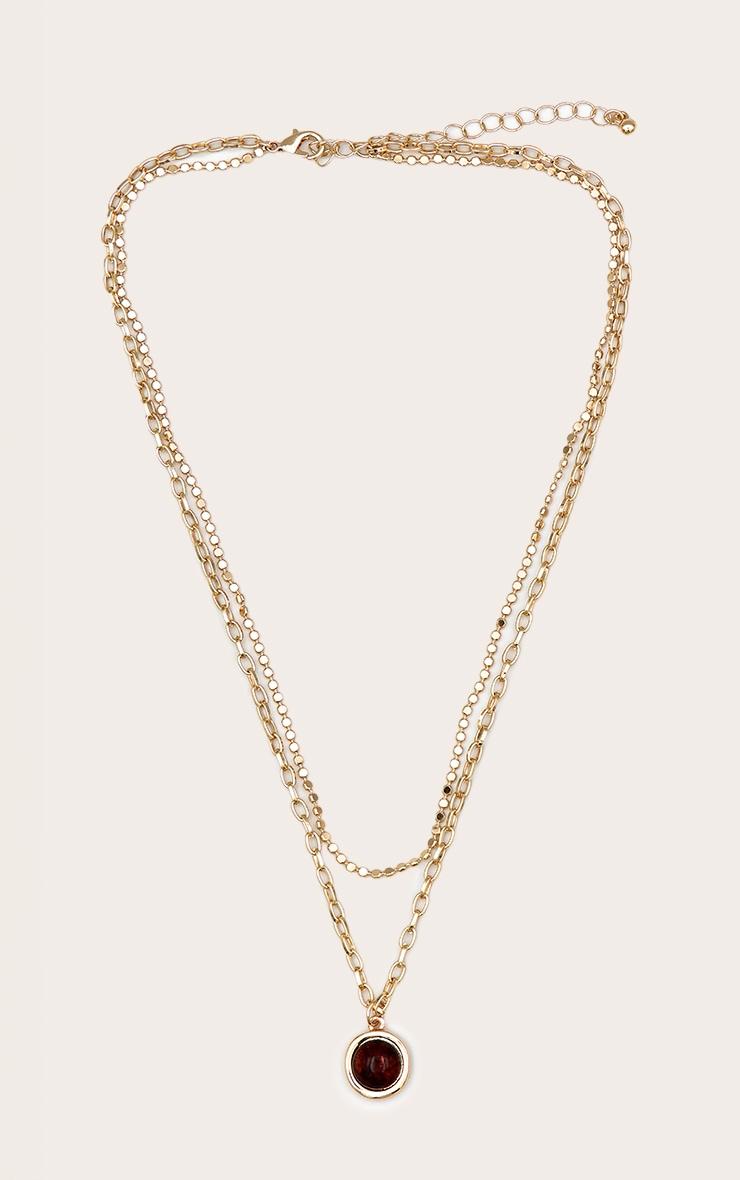Gold Resin Pendant Multi Layered Necklace Product Image