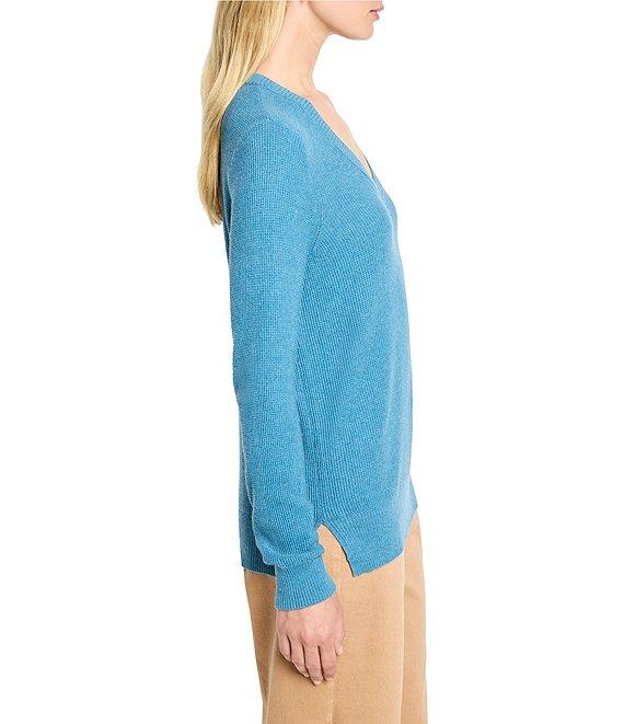 NIC + ZOE Waffle Stitch V-Neck Long Sleeve Sweater Product Image