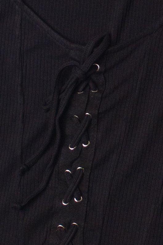 Lace Up Front Long Sleeve Top Product Image