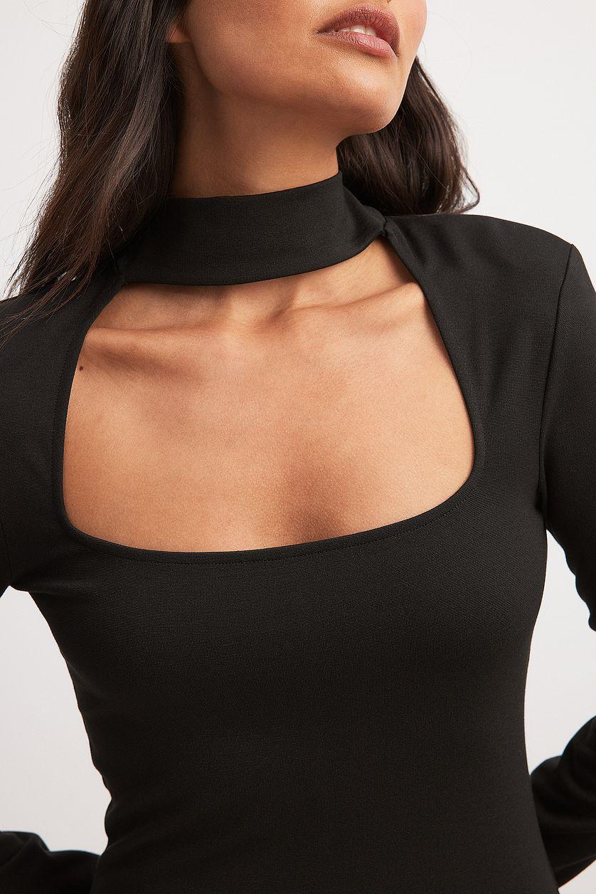 Square Neck Choker Detail Mini Dress Product Image