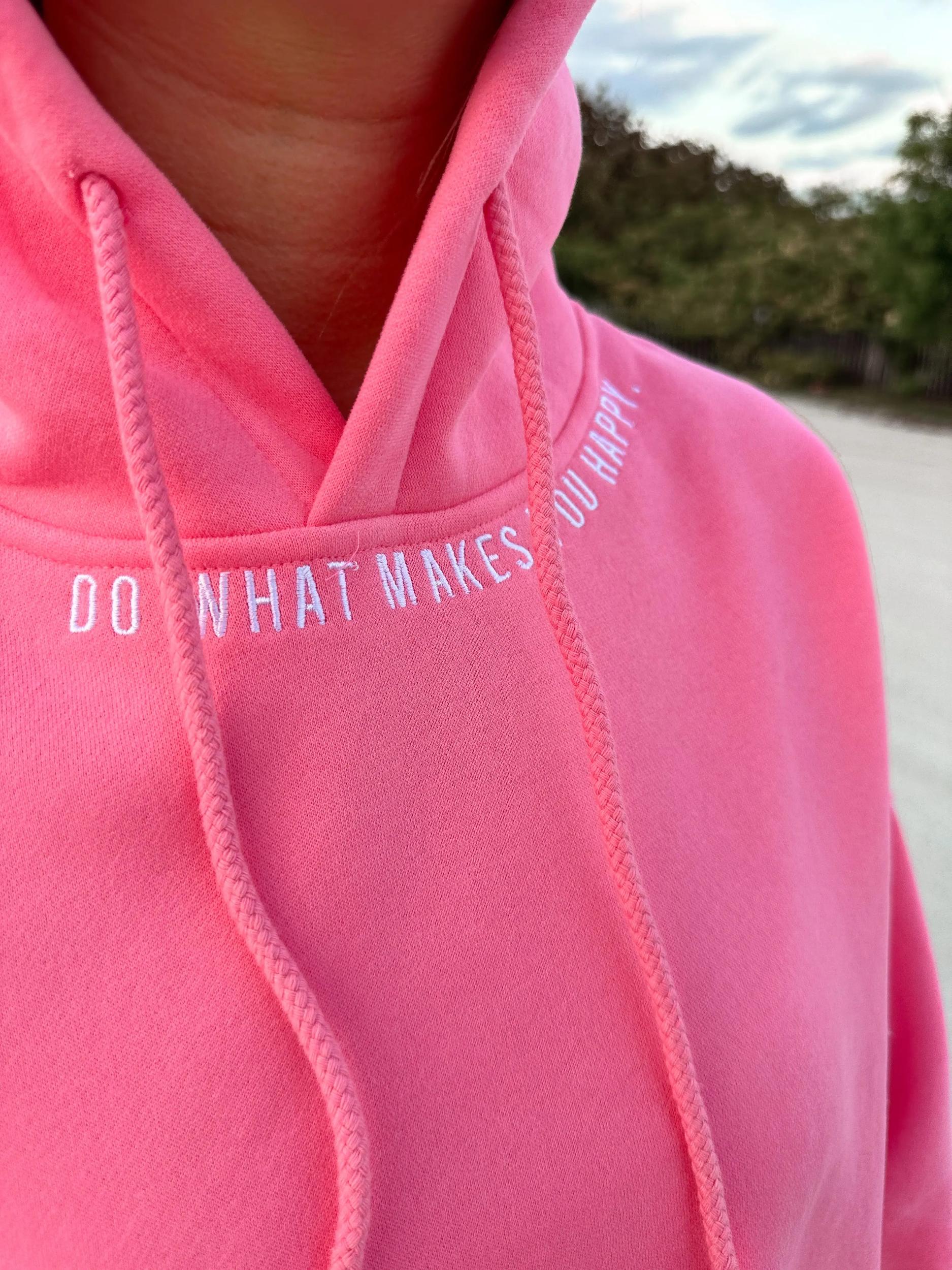Hibiscus Pink Do What Makes You Happy Embroider Hoodie Product Image