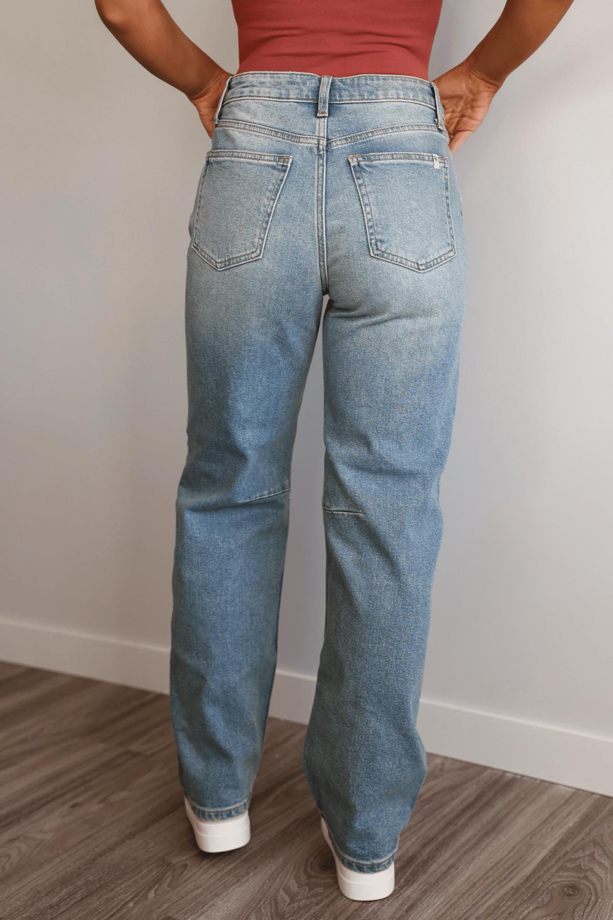 Medium Light Wash Wide Leg Barrel Jeans - FINAL SALE Product Image