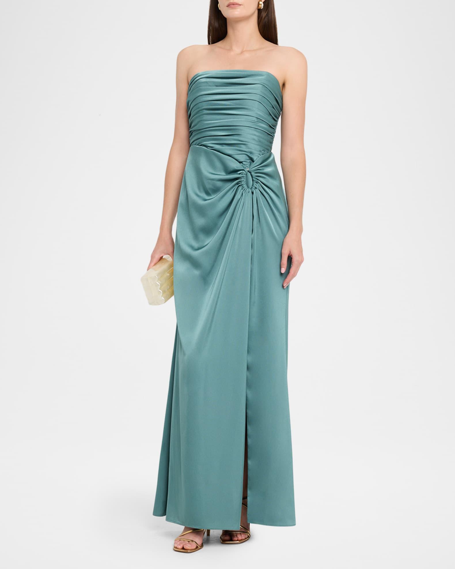 Strapless Pleated Crepe Back Satin Gown Product Image