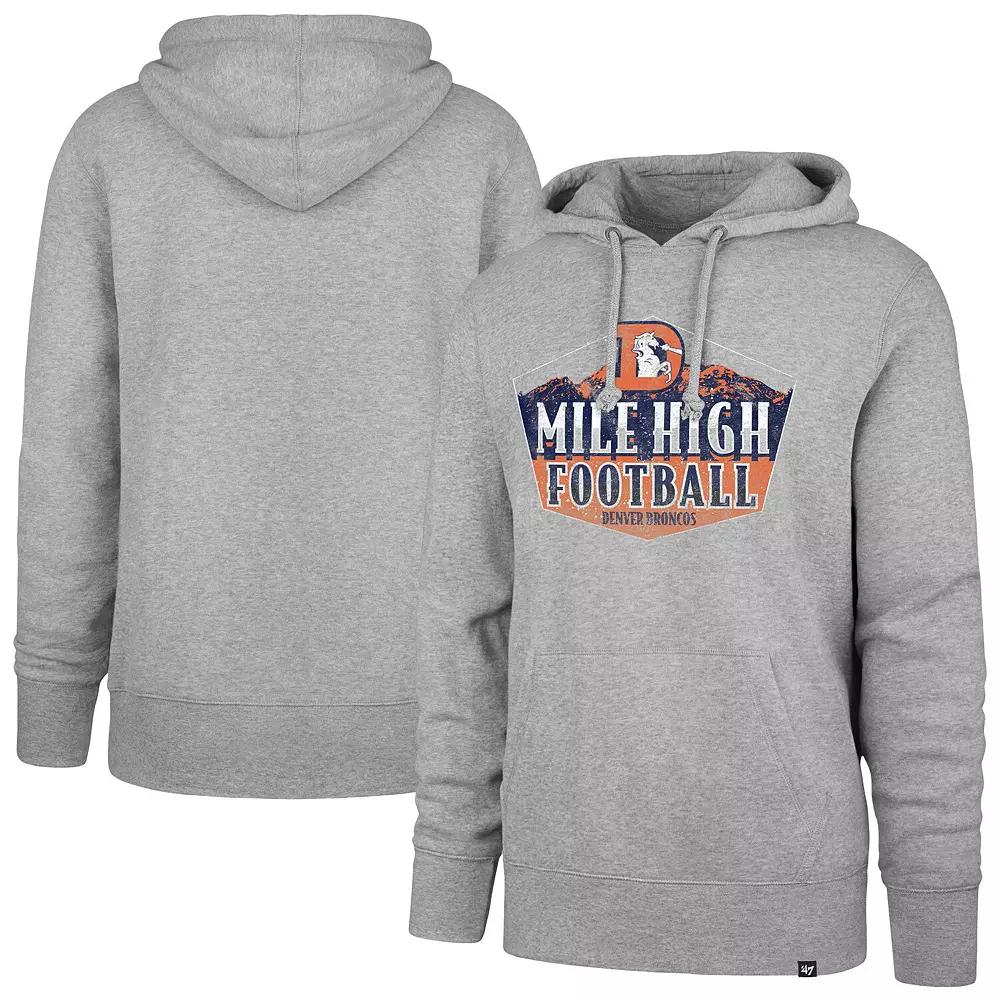Men's '47 Gray Denver Broncos Headline Pullover Hoodie,  Product Image