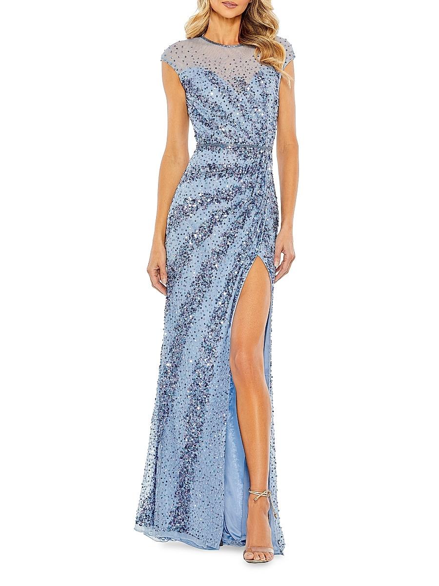 Womens Sleeveless Beaded & Sequined Gown Product Image