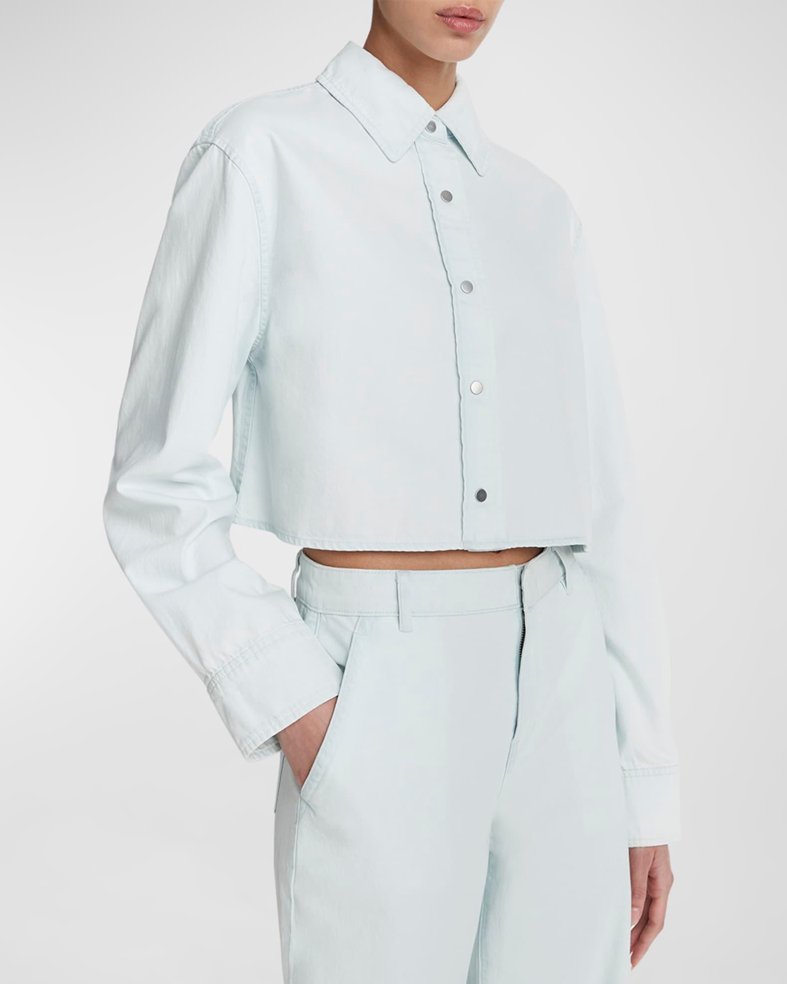 Cotton Twill Cropped Snap-Front Shirt Product Image