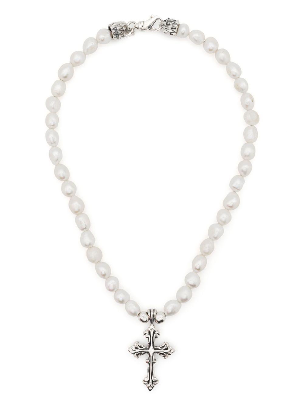 cross-pendant pearl necklace Product Image