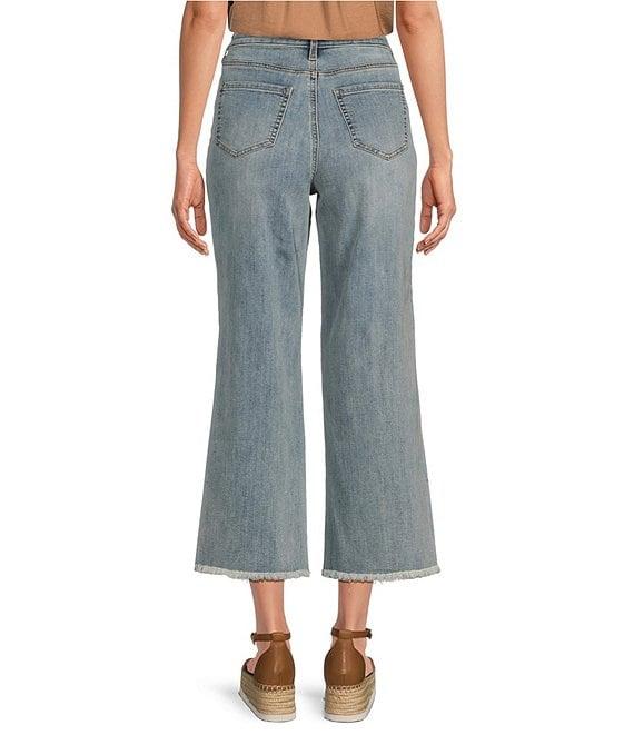 NYDJ Coco Stretch Denim Wide-Leg Frayed Hem Cropped Jeans Product Image