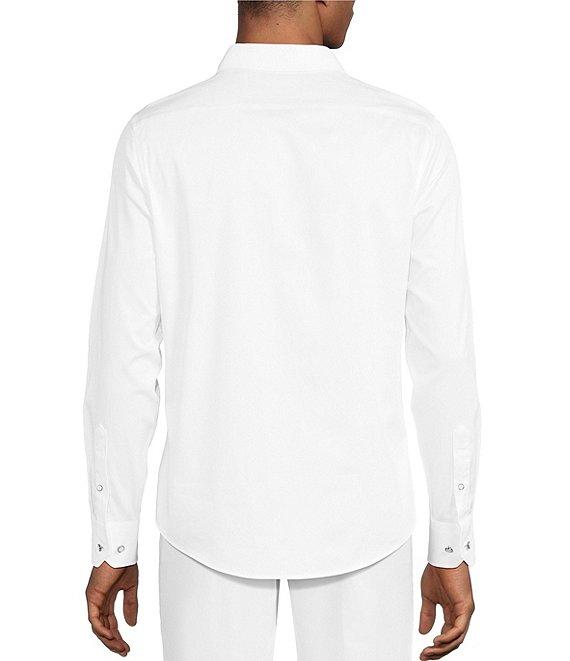 Murano Slim Fit Solid Sateen Long Sleeve Woven Shirt Product Image
