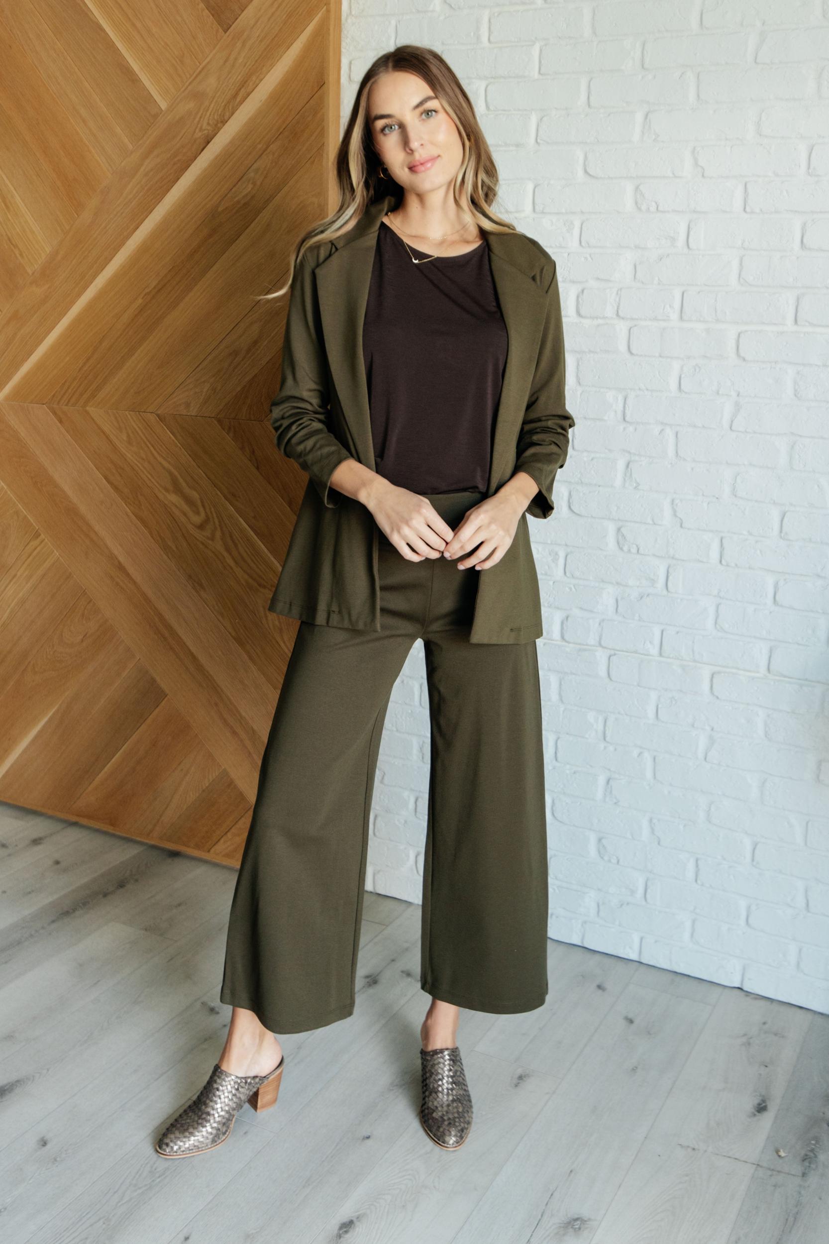 Magic Wide Leg Crop Pants in Olive (Online Exclusive) Product Image