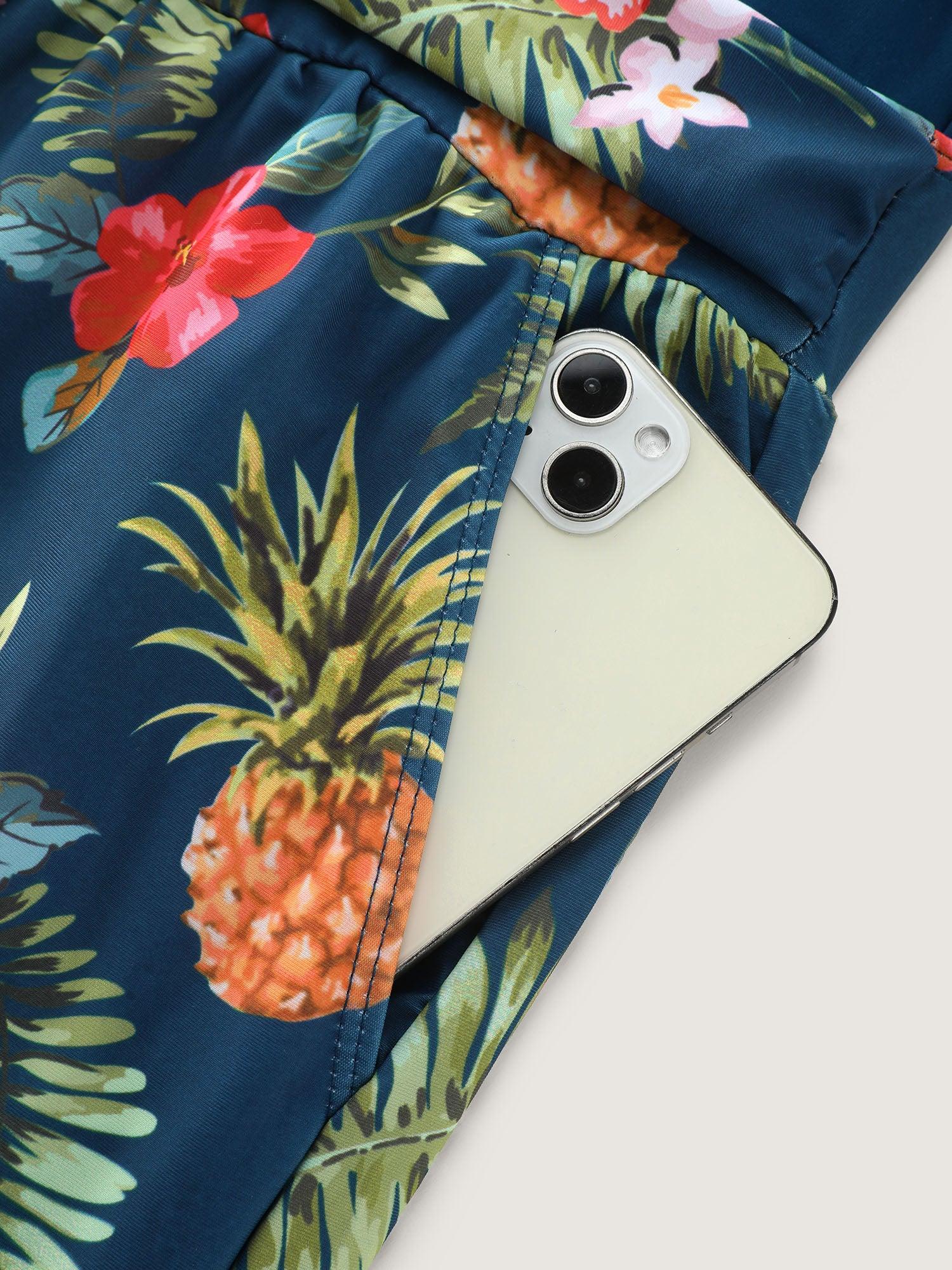 Tropical Floral Pockets One-Piece Swimsuit Female Product Image