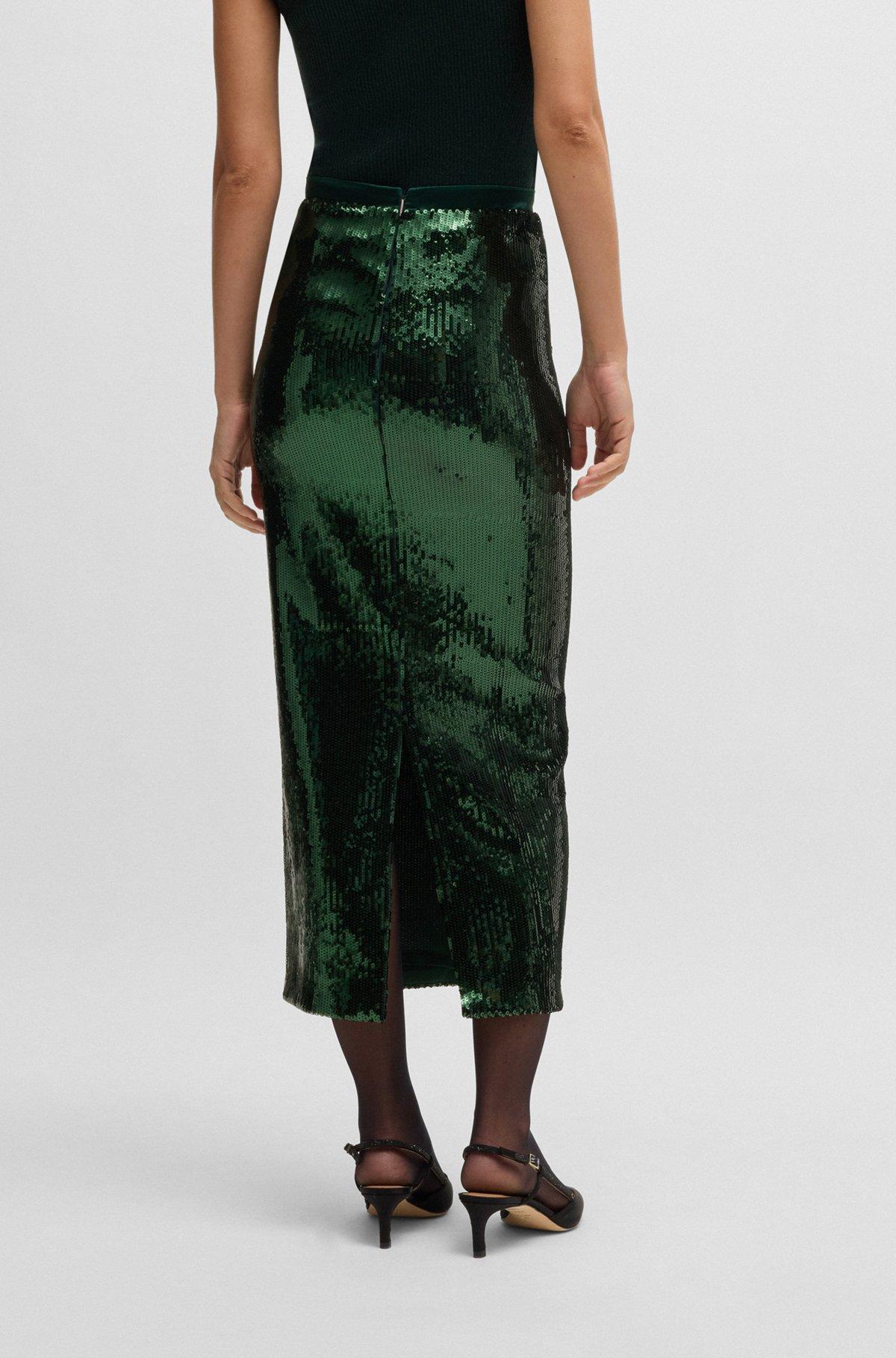 Relaxed-fit midi skirt with sequin embellishments Product Image