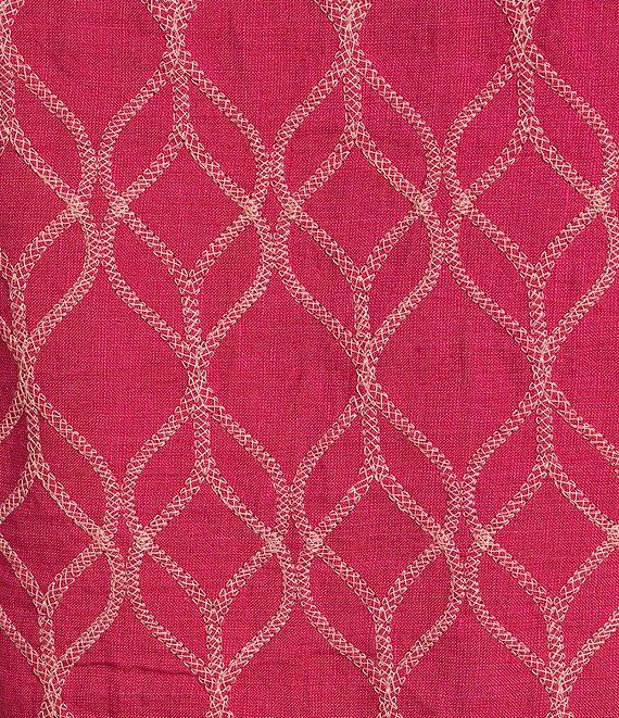 Murano Baird McNutt Linen Embroidered Short Sleeve Convertible Camp Collar Woven Shirt Product Image