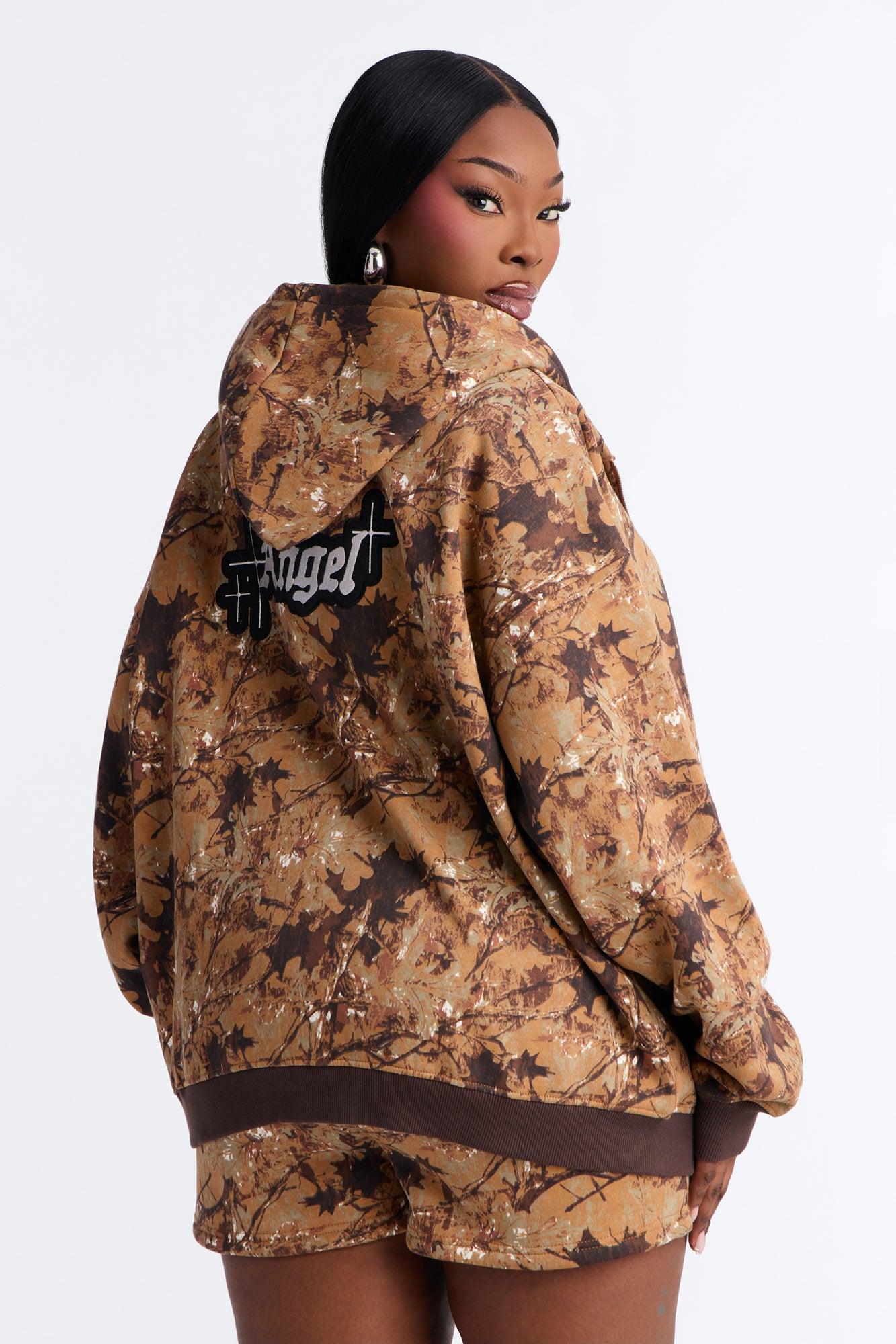 Rebel Spirit Fleece Camo Short Set - Camel/combo Female Product Image