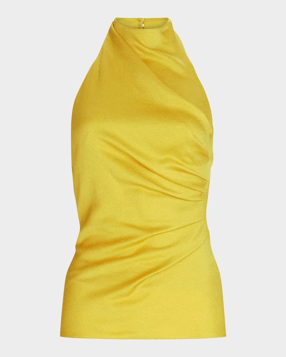 Dina Draped Mock-Neck Halter Blouse Product Image
