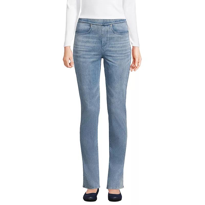Petite Lands' End Starfish Mid-Rise Pull-On Straight Jeans, Women's,  Product Image