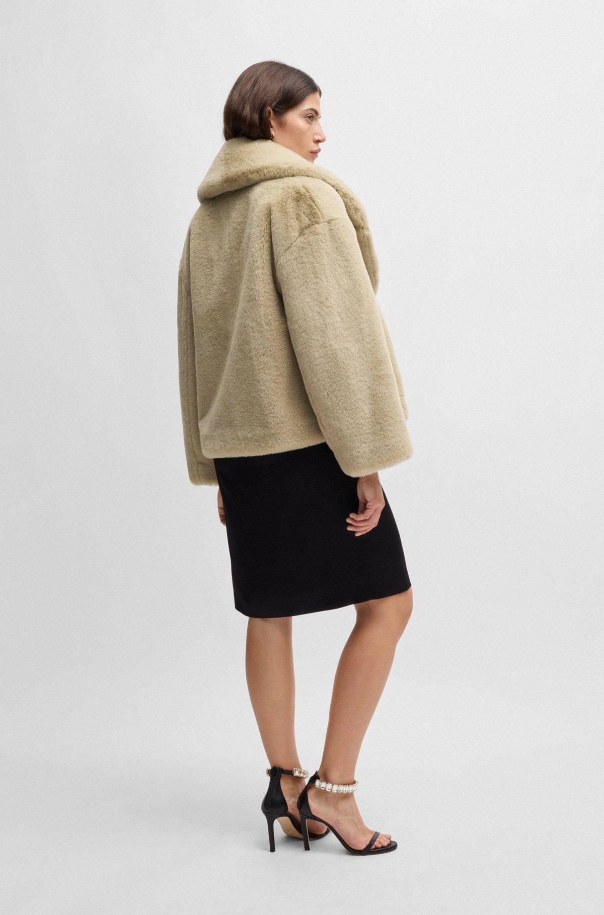 Cropped coat in plush teddy fabric Product Image