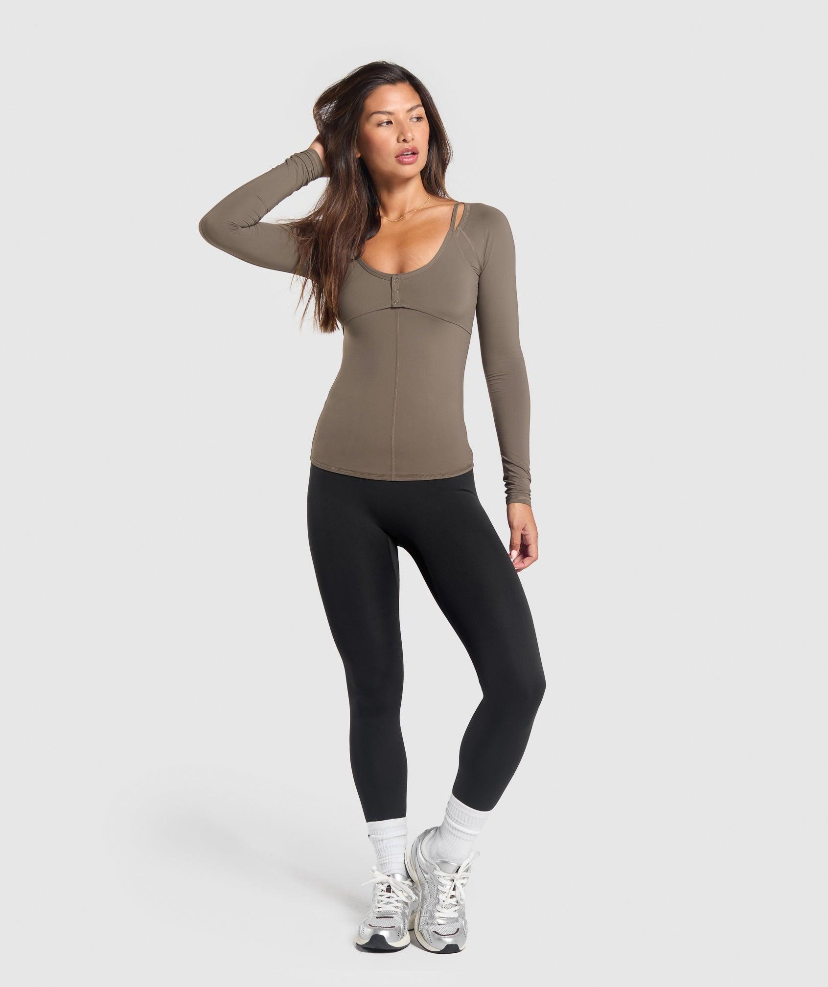 Gymshark Rest Day Buttery Soft Long Sleeve Top - Camo Brown Female Product Image