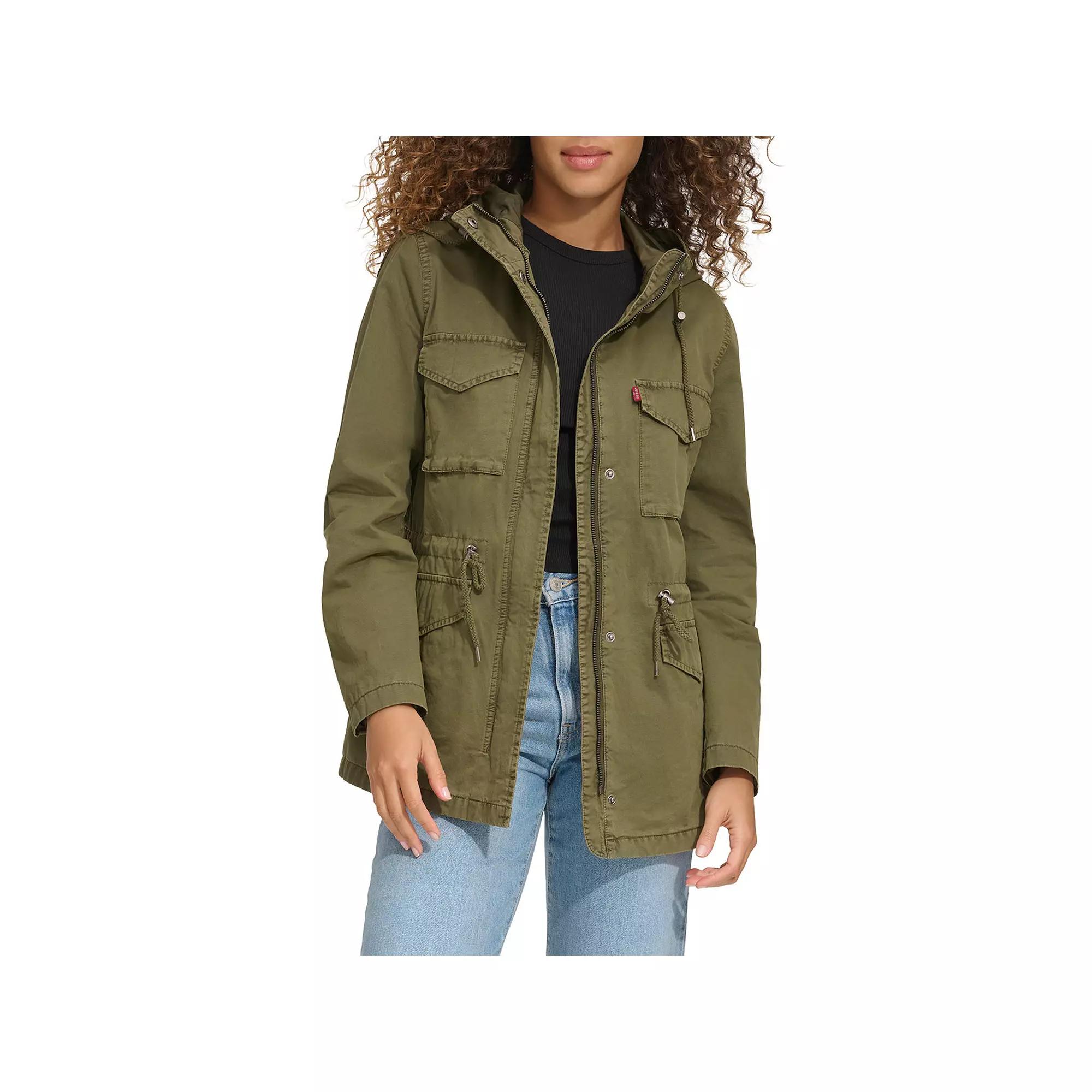 Plus Size Levis Lightweight Hooded Anorak Military Jacket, Womens Green Product Image