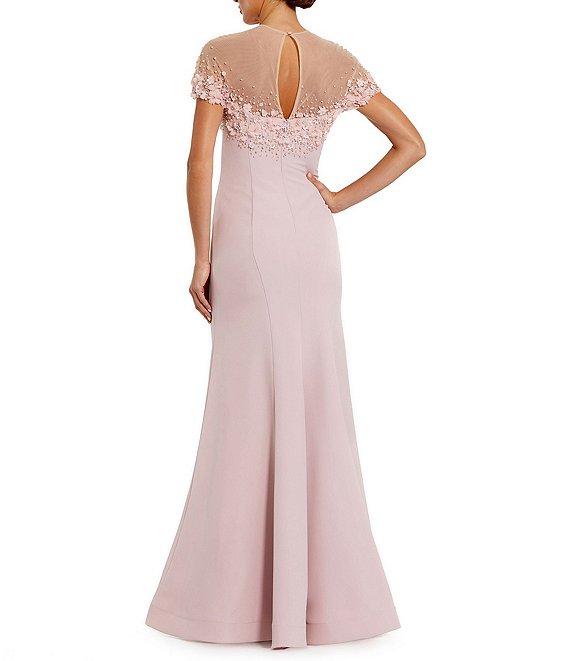 Mac Duggal Mermaid Crepe Gown With Beaded Illusion Neck Product Image