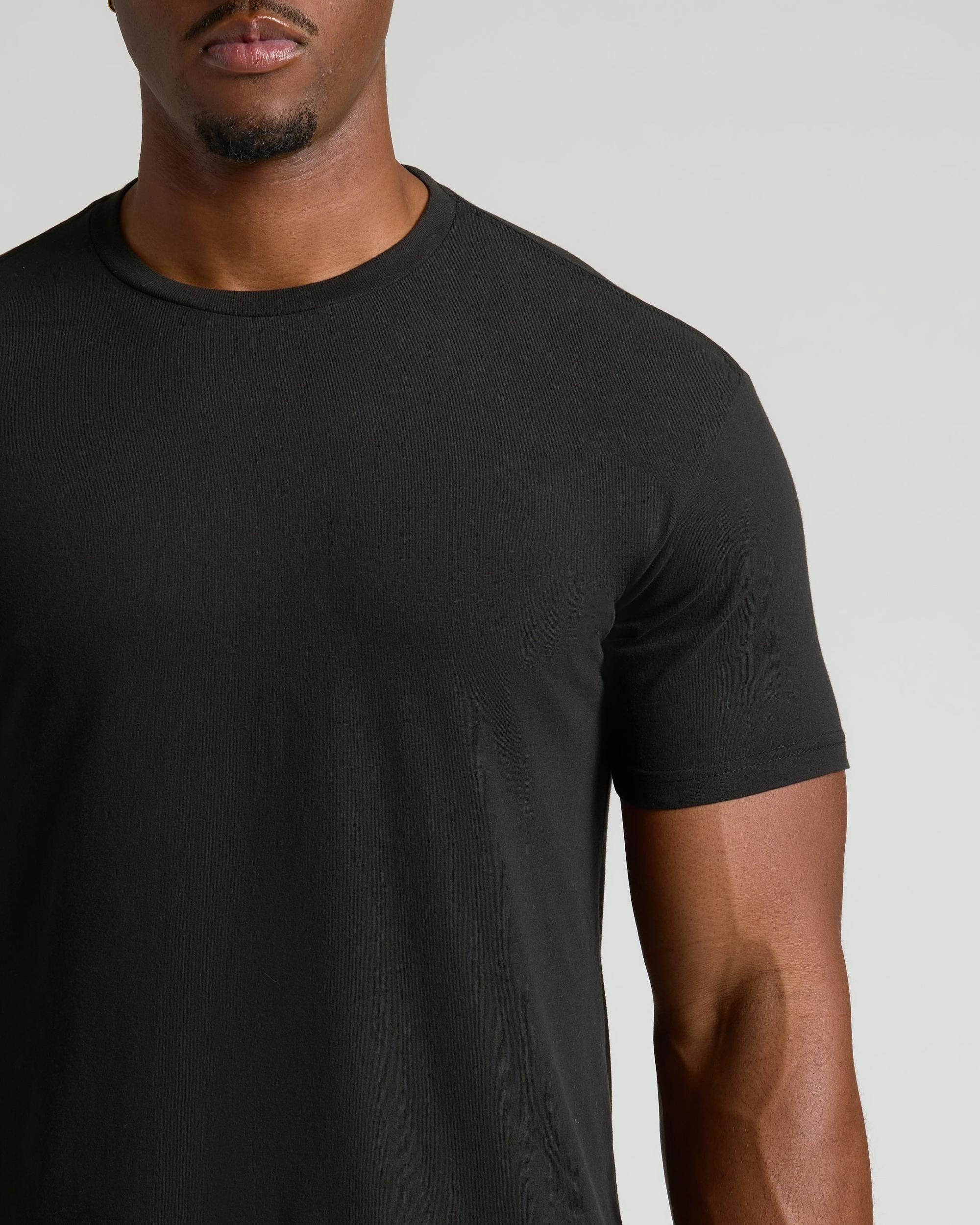 Black Tall Straight Hem Crew Neck T-Shirt Product Image