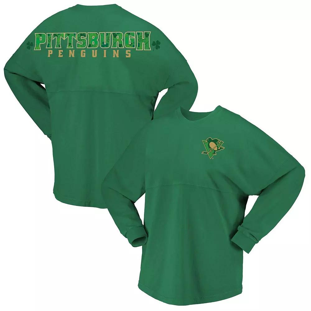 Women's Fanatics Branded Kelly Green Pittsburgh Penguins St. Patrick's Day Spirit Jersey T-Shirt,  Product Image