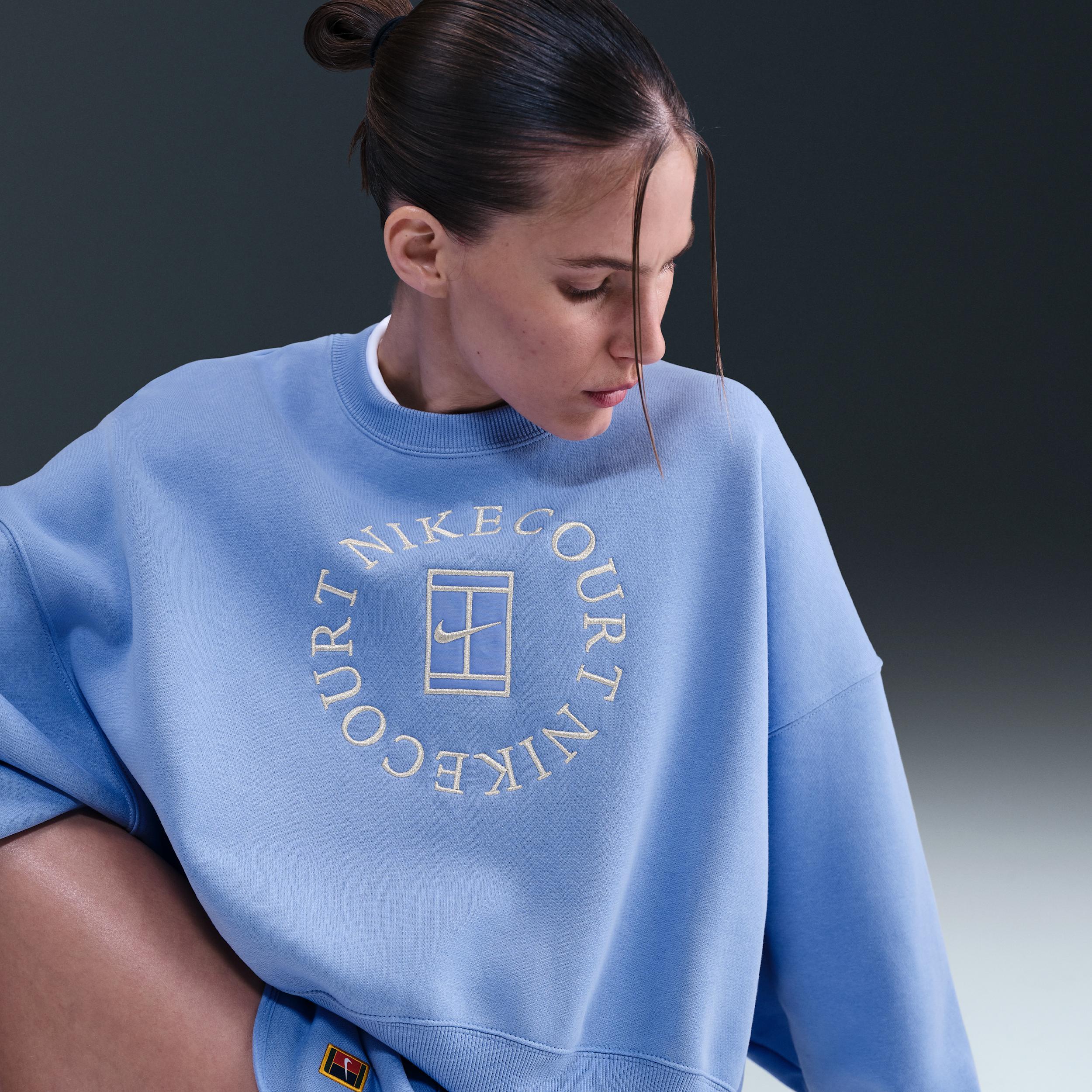 Nike Womens Court Heritage Phoenix Fleece Over-Oversized Crew-Neck Sweatshirt | HJ8988-494 Product Image