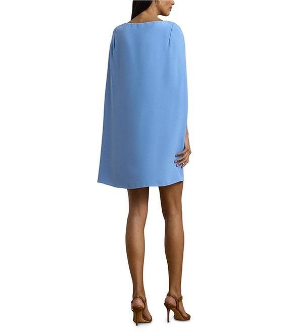 Lauren Ralph Lauren Georgette Crew Neck Cape Overlay A-Line Mini Dress Product Image