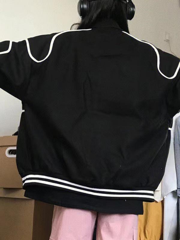 Street Print Splice Varsity Jacket Product Image